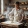 Portrait of baker Julian Reyes dusting flour onto a wooden pastry board